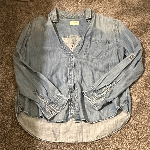 American Eagle Outfitters Tops - American Eagle Outfitters Light Blue Boyfriend Fit Shirt
